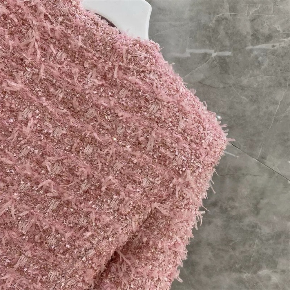 Designer-Style Pink Metallic Tweed Pink Jacket - Picture 12 of 14